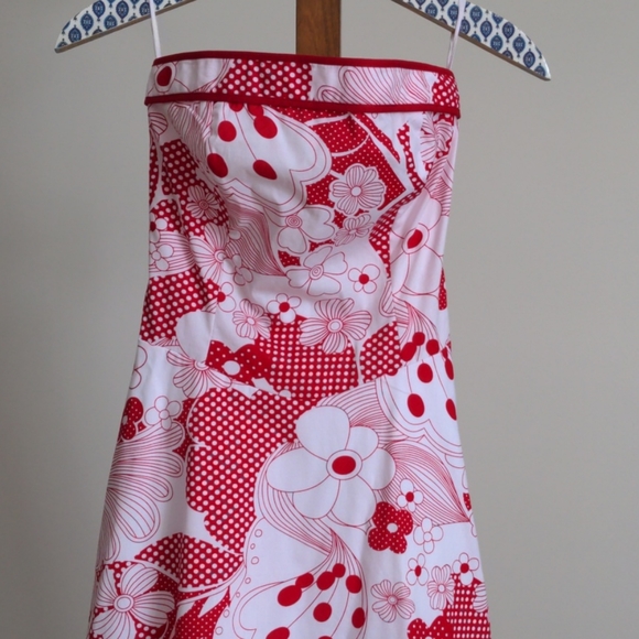 RUBY ROX Polka Dot Floral Strapless Dress - Picture 3 of 5